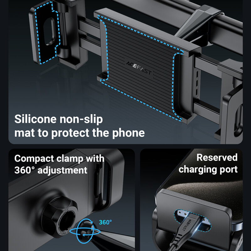 Suport telefon pentru tetiera Acefast D8, ajustabil, negru