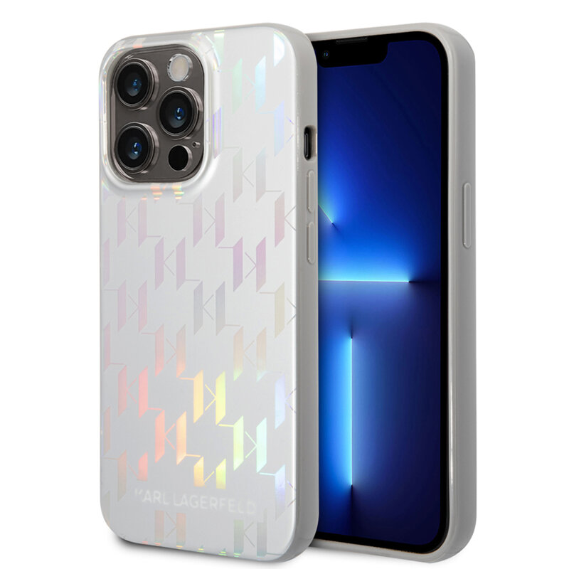Husa iPhone 14 Pro Max Karl Lagerfeld Hardcase Monogram, Iridescent, argitiu, KLHCP14XLGMMSV3