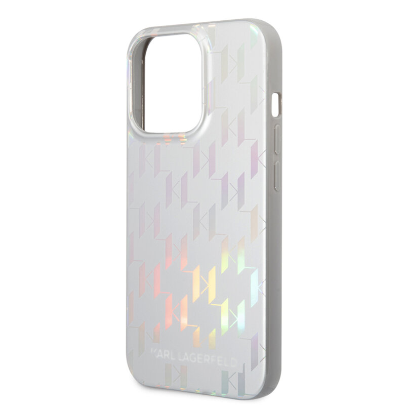 Husa iPhone 14 Pro Max Karl Lagerfeld Hardcase Monogram, Iridescent, argitiu, KLHCP14XLGMMSV3