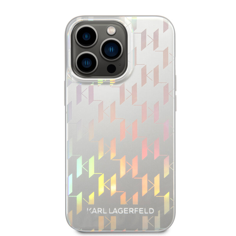 Husa iPhone 14 Pro Max Karl Lagerfeld Hardcase Monogram, Iridescent, argitiu, KLHCP14XLGMMSV3