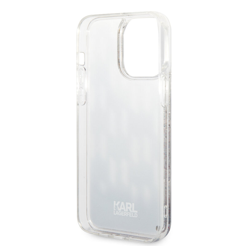 Husa Karl Lagerfeld iPhone 14 Pro Max Hardcase Liquid Glitter, Monogram, negru, KLHCP14XLMNMK