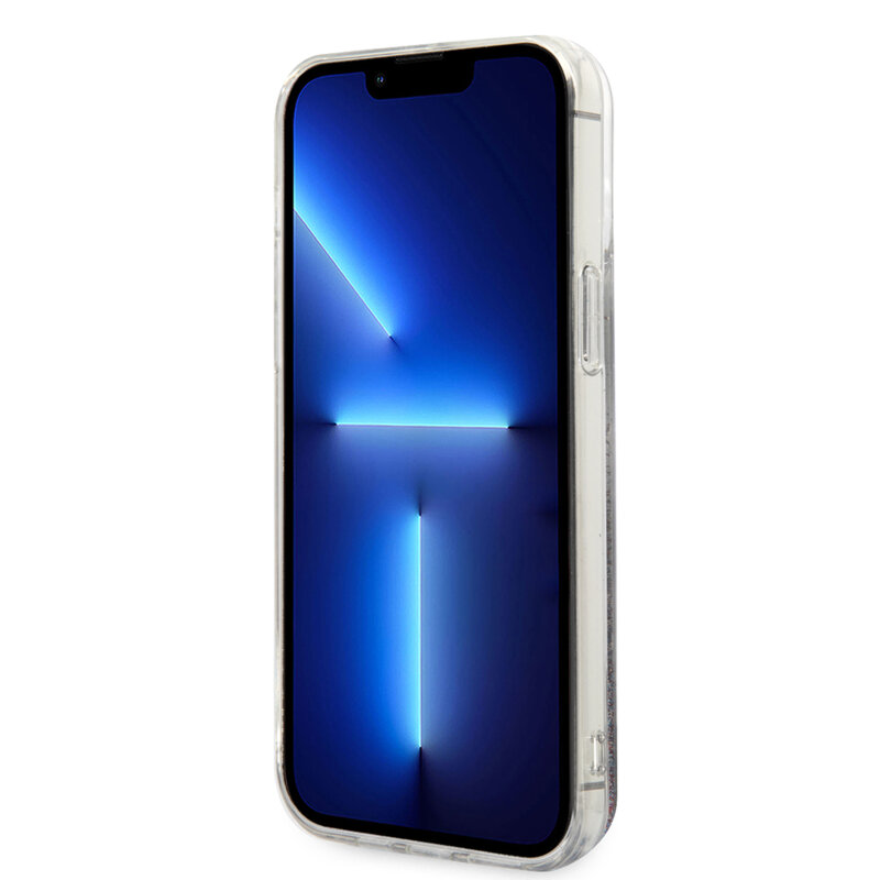 Husa Karl Lagerfeld iPhone 14 Pro Max Hardcase Liquid Glitter, Monogram, argintiu, KLHCP14XLMNMS