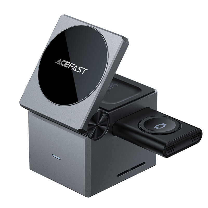 Statie incarcare 3in1 telefon wireless Acefast E18, 23W, gri