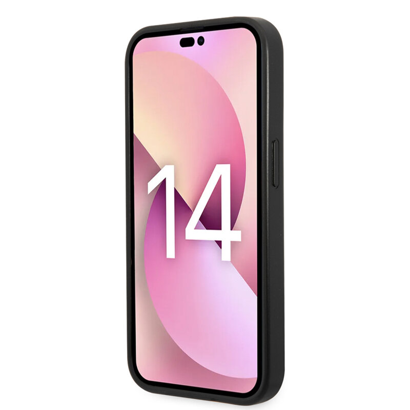 Husa originala iPhone 14 Pro Max Karl Lagerfeld Saffiano, Karl`s Head, argintiu, KLHCP14XSAPKHG