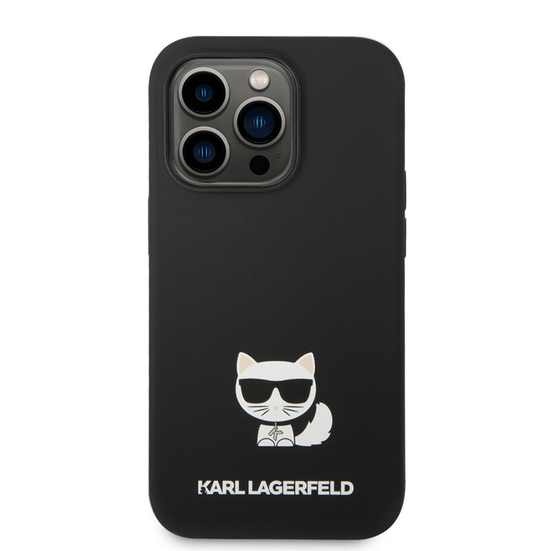 Husa Karl Lagerfeld iPhone 14 Pro Max Silicone, Choupette, negru, KLHCP14XSLCTBK