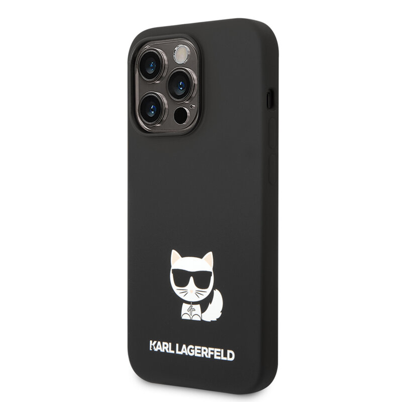 Husa Karl Lagerfeld iPhone 14 Pro Max Silicone, Choupette, negru, KLHCP14XSLCTBK