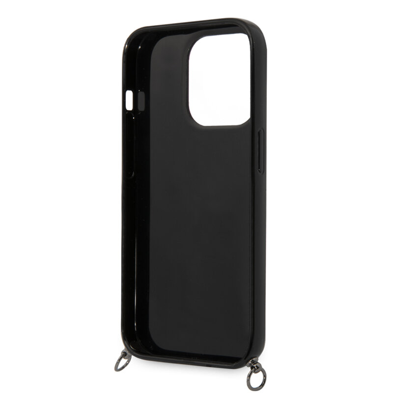 Husa iPhone 14 Pro Max Karl Lagerfeld Hardcase cu snur, Color Stripes, roz, KLHCP14XSTSTP