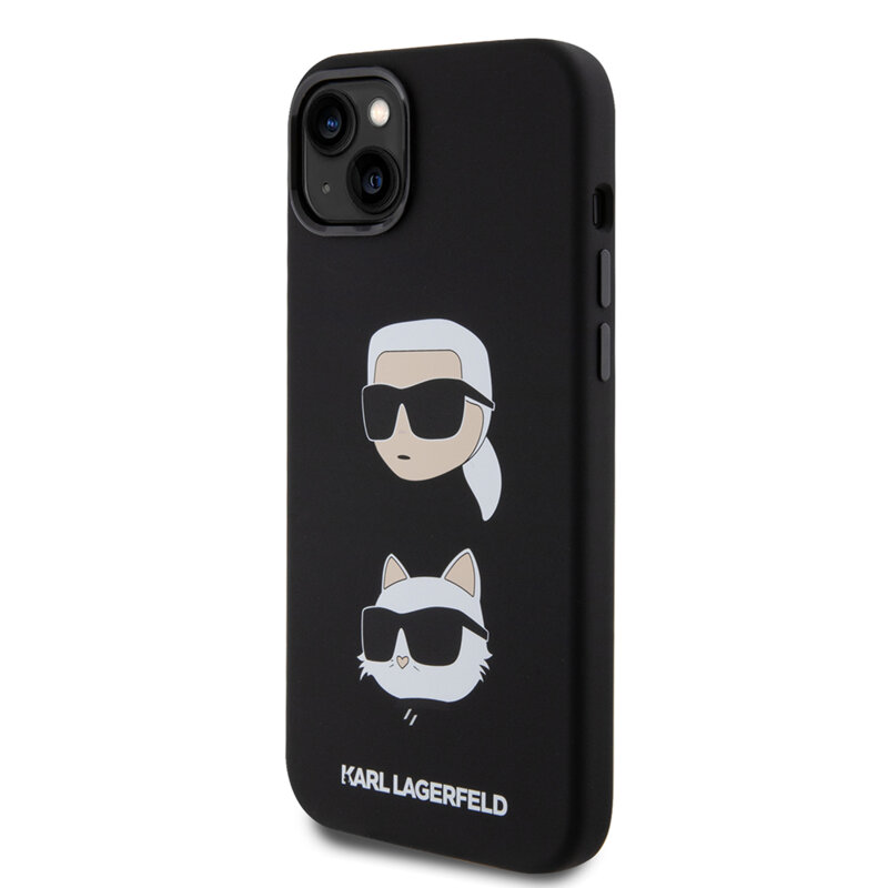Husa Karl Lagerfeld iPhone 15 Plus Silicone, Karl&Choupette Head, negru, KLHCP15MSDHKCNK