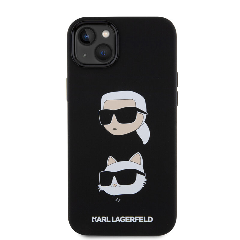 Husa Karl Lagerfeld iPhone 15 Plus Silicone, Karl&Choupette Head, negru, KLHCP15MSDHKCNK
