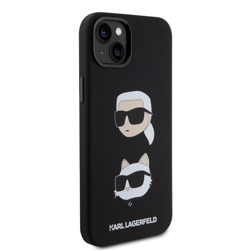 Husa Karl Lagerfeld iPhone 15 Plus Silicone, Karl&Choupette Head, negru, KLHCP15MSDHKCNK