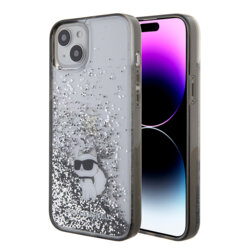 Husa Karl Lagerfeld iPhone 15 Plus Hardcase Liquid Glitter, Choupette, transparent, KLHCP15MLKCNSK