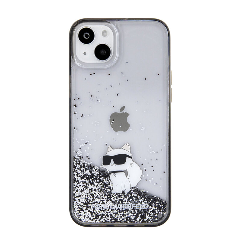 Husa Karl Lagerfeld iPhone 15 Plus Hardcase Liquid Glitter, Choupette, transparent, KLHCP15MLKCNSK