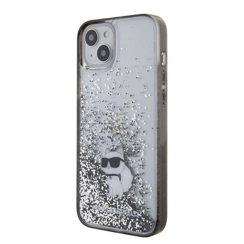 Husa Karl Lagerfeld iPhone 15 Plus Hardcase Liquid Glitter, Choupette, transparent, KLHCP15MLKCNSK