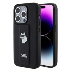 Husa originala iPhone 15 Pro Karl Lagerfeld Saffiano Gripstand, Choupette Pins, KLHCP15LGSACHPK