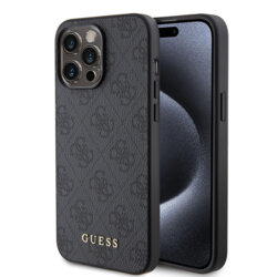Husa originala Guess iPhone 15 Pro Hardcase 4G Metal Gold Logo, gri, GUHCP15LG4GFGR