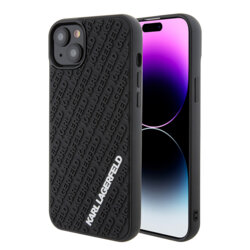 Husa originala iPhone 15 Plus Karl Lagerfeld 3D Design, Rubber Multi Logo, negru, KLHCP15M3DMKRLK