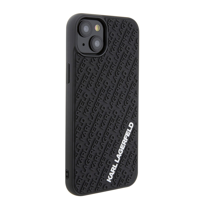Husa originala iPhone 15 Plus Karl Lagerfeld 3D Design, Rubber Multi Logo, negru, KLHCP15M3DMKRLK