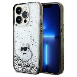 Husa Karl Lagerfeld iPhone 14 Pro Max Hardcase Liquid Glitter, Choupette, transparenta, KLHCP14XLKCNSK