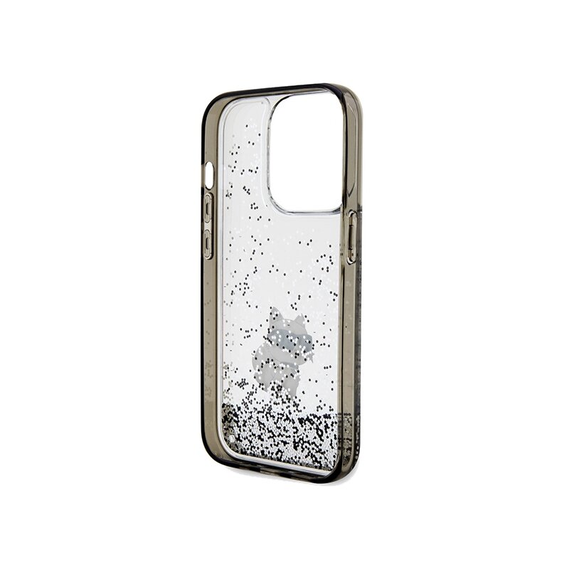 Husa Karl Lagerfeld iPhone 14 Pro Max Hardcase Liquid Glitter, Choupette, transparenta, KLHCP14XLKCNSK
