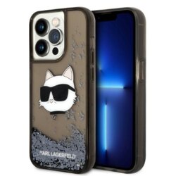 Husa Karl Lagerfeld iPhone 14 Pro Max Hardcase Glitter, Choupette Head, negru, KLHCP14XLNCHCK