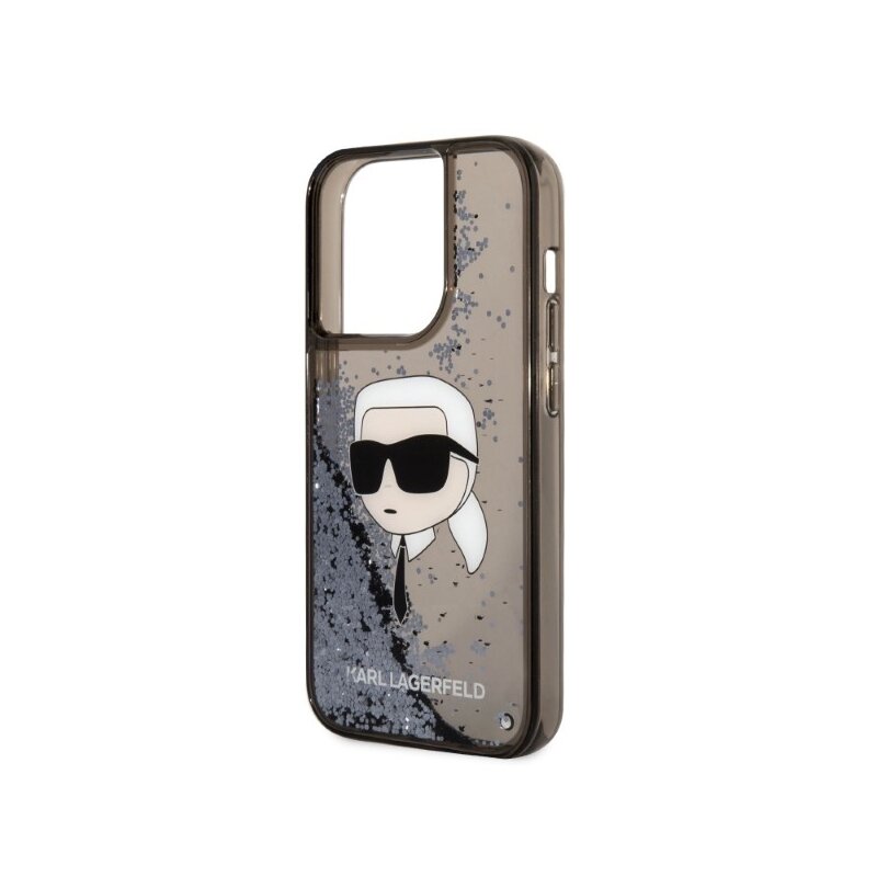 Husa Karl Lagerfeld iPhone 14 Pro Max Hardcase Glitter, Karl Head, negru, KLHCP14XLNKHCK