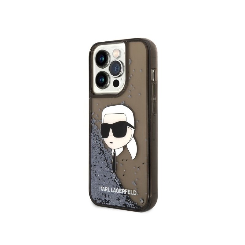 Husa Karl Lagerfeld iPhone 14 Pro Max Hardcase Glitter, Karl Head, negru, KLHCP14XLNKHCK