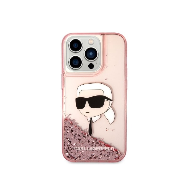 Husa Karl Lagerfeld iPhone 14 Pro Max Hardcase Glitter, Karl Head, roz, KLHCP14XLNKHCP