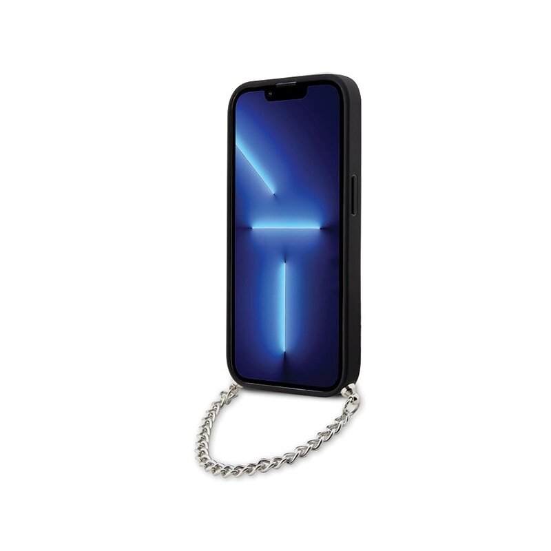 Husa originala iPhone 14 Pro Max Karl Lagerfeld Saffiano Monogram Chain, gri, KLHCP14XSACKLHPG