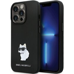 Husa Karl Lagerfeld iPhone 14 Pro Max Silicone, Choupette Metal Pin, negru, KLHCP14XSMHCNPK