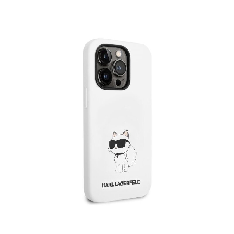 Husa Karl Lagerfeld iPhone 14 Pro Max Silicone, Choupette, alb, KLHCP14XSNCHBCH