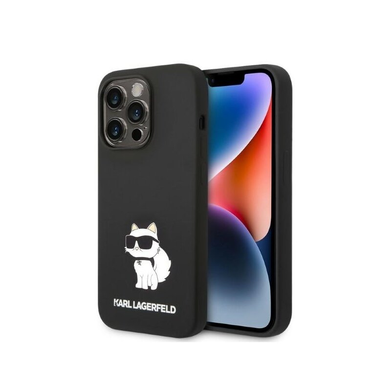 Husa Karl Lagerfeld iPhone 14 Pro Max Silicone, Choupette, negru, KLHCP14XSNCHBCK