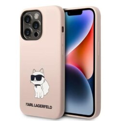 Husa Karl Lagerfeld iPhone 14 Pro Max Silicone, Choupette, roz, KLHCP14XSNCHBCP
