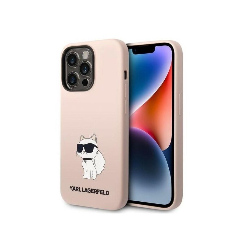 Husa Karl Lagerfeld iPhone 14 Pro Max Silicone, Choupette, roz, KLHCP14XSNCHBCP