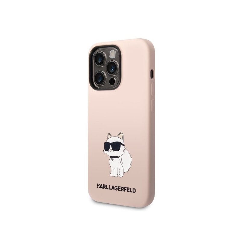 Husa Karl Lagerfeld iPhone 14 Pro Max Silicone, Choupette, roz, KLHCP14XSNCHBCP