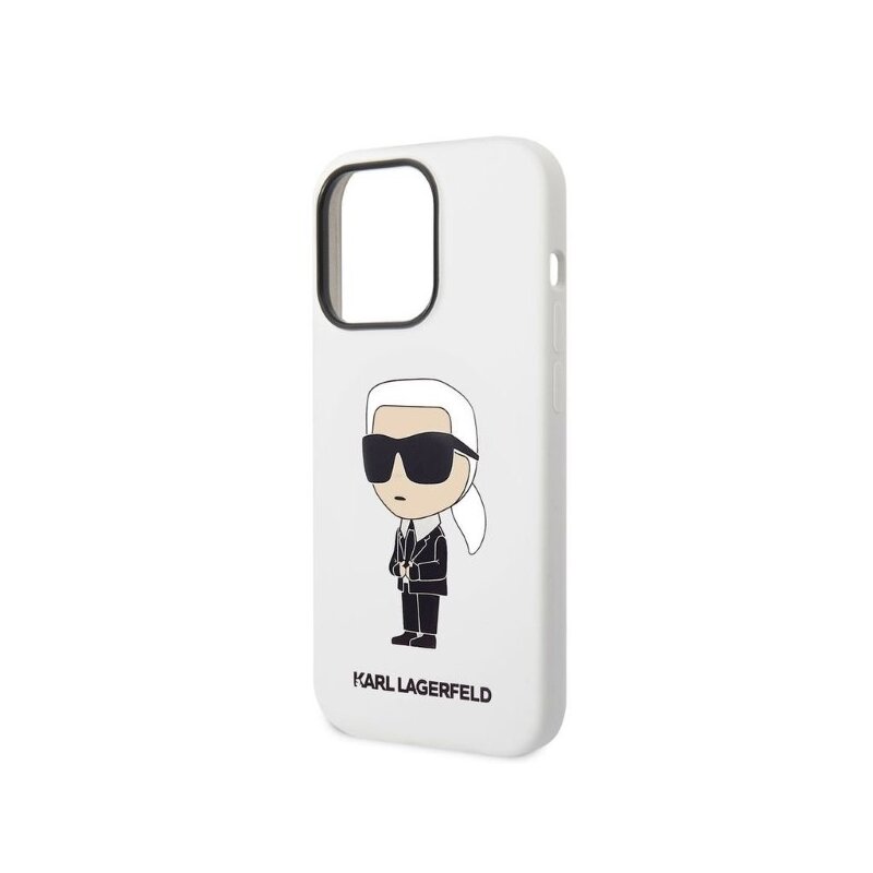 Husa Karl Lagerfeld iPhone 14 Pro Max Silicone, Ikonik, alb, KLHCP14XSNIKBCH