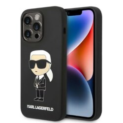 Husa Karl Lagerfeld iPhone 14 Pro Max Silicone, Ikonik, negru, KLHCP14XSNIKBCK