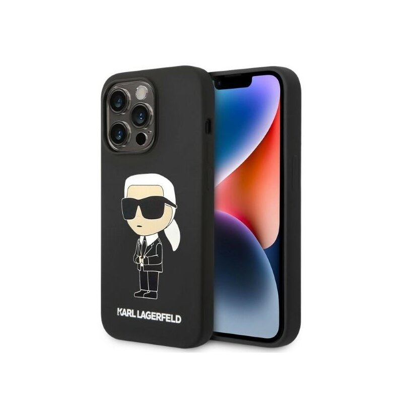 Husa Karl Lagerfeld iPhone 14 Pro Max Silicone, Ikonik, negru, KLHCP14XSNIKBCK