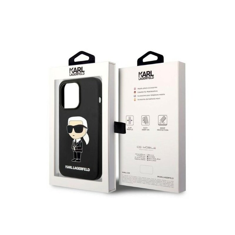 Husa Karl Lagerfeld iPhone 14 Pro Max Silicone, Ikonik, negru, KLHCP14XSNIKBCK