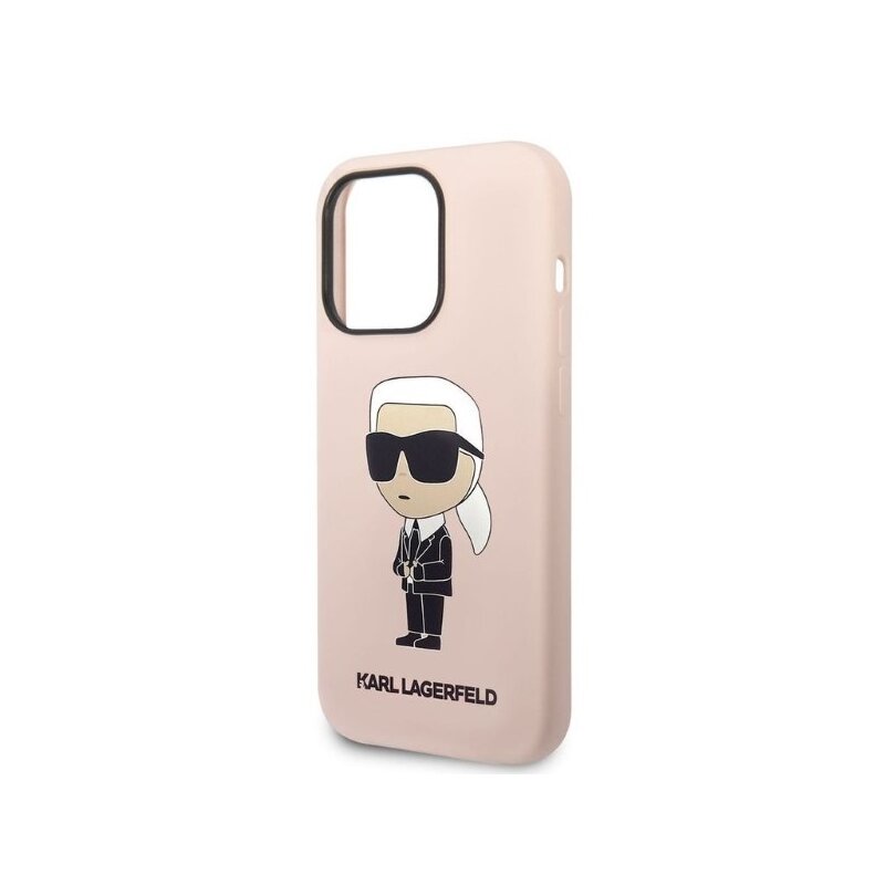Husa Karl Lagerfeld iPhone 14 Pro Max Silicone, Ikonik, roz, KLHCP14XSNIKBCP