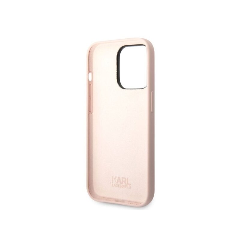 Husa Karl Lagerfeld iPhone 14 Pro Max Silicone, Ikonik, roz, KLHCP14XSNIKBCP