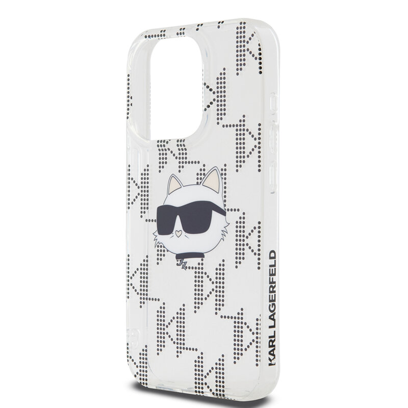 Husa iPhone 15 Pro Karl Lagerfeld IML Luxury, Choupette Head&Monogram, transparenta, KLHCP15LHKLPCHT
