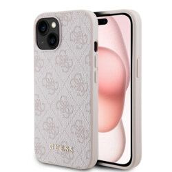 Husa originala Guess iPhone 15 Hardcase 4G Metal Gold Logo, roz, GUHCP15SG4GFPI