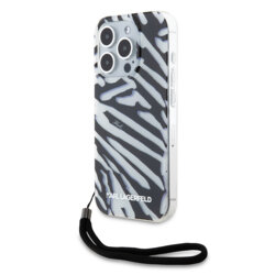 Husa iPhone 15 Pro Karl Lagerfeld IML Luxury, Zebra Pattern&Cord, negru, KLHCP15LHZBPKCCK