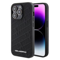 Husa iPhone 15 Pro Karl Lagerfeld Diagonal Quilted K Pattern, negru, KLHCP15LPQKPMK