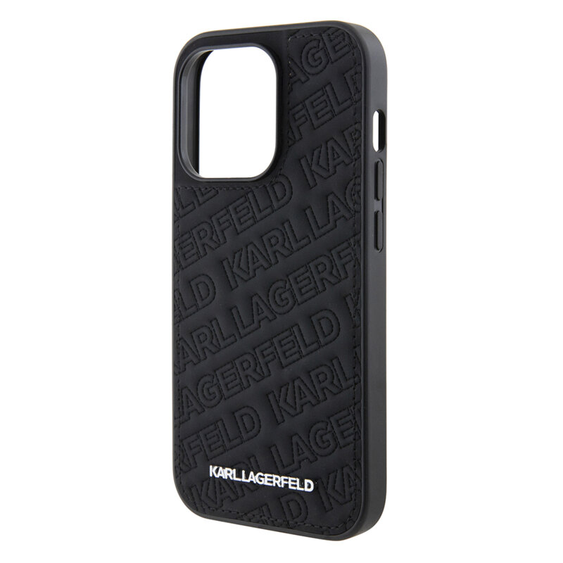 Husa iPhone 15 Pro Karl Lagerfeld Diagonal Quilted K Pattern, negru, KLHCP15LPQKPMK