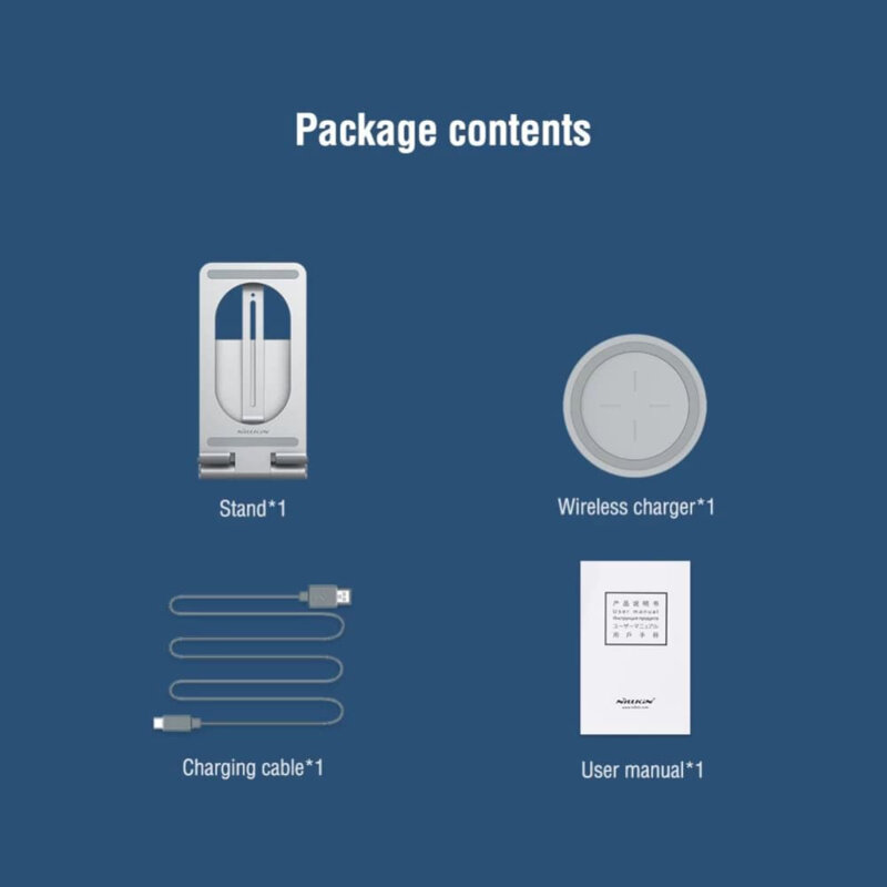 Incarcator wireless Fast Charging Qi 15W Nillkin NKT01, argintiu