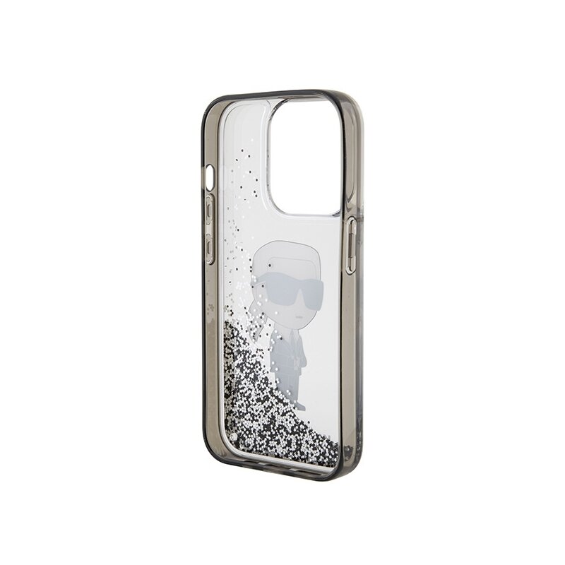 Husa Karl Lagerfeld iPhone 15 Pro Hardcase Liquid Glitter, Ikonik, transparenta, KLHCP15LLKKNSK