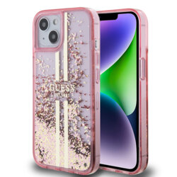 Husa Guess Liquid Glitter Gold Stripes iPhone 13 cu sclipici, roz, GUHCP15SLFCSEGP