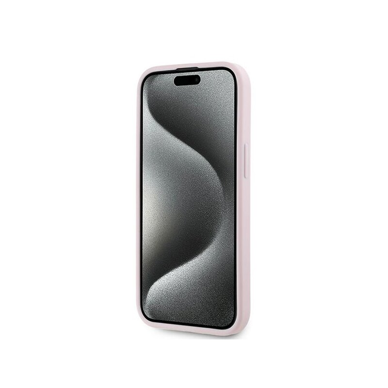 Husa iPhone 15 Plus Karl Lagerfeld Diagonal Quilted Script, roz, KLHCP15MPQDSMGP