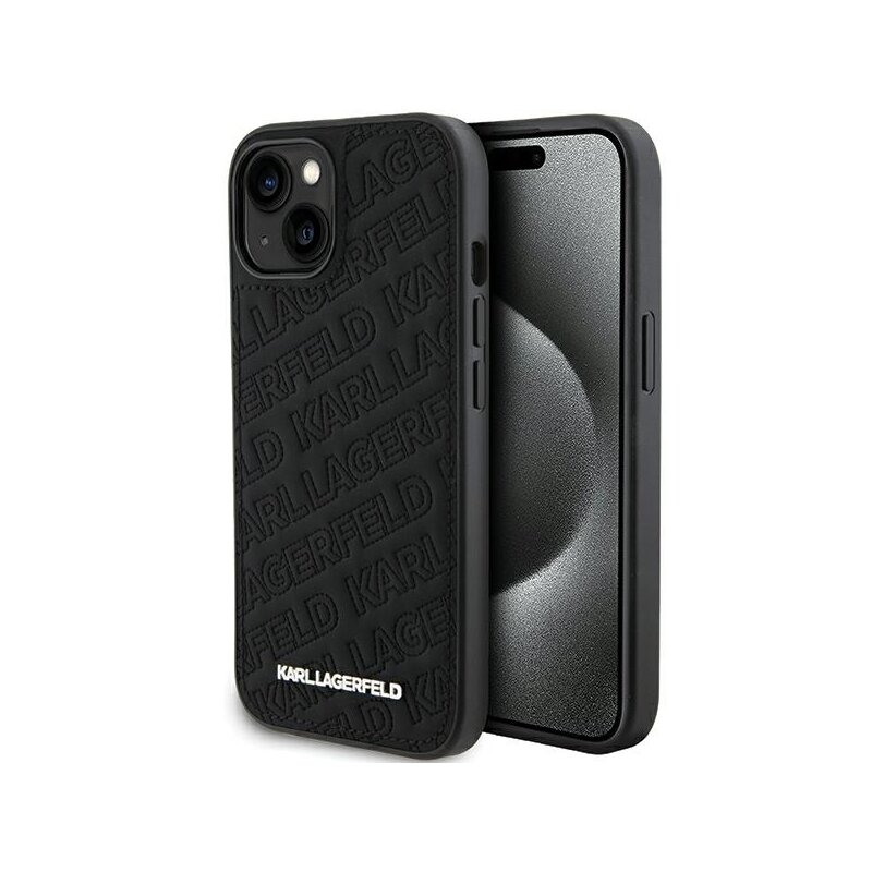 Husa iPhone 15 Plus Karl Lagerfeld Diagonal Quilted K Pattern, negru, KLHCP15MPQKPMK